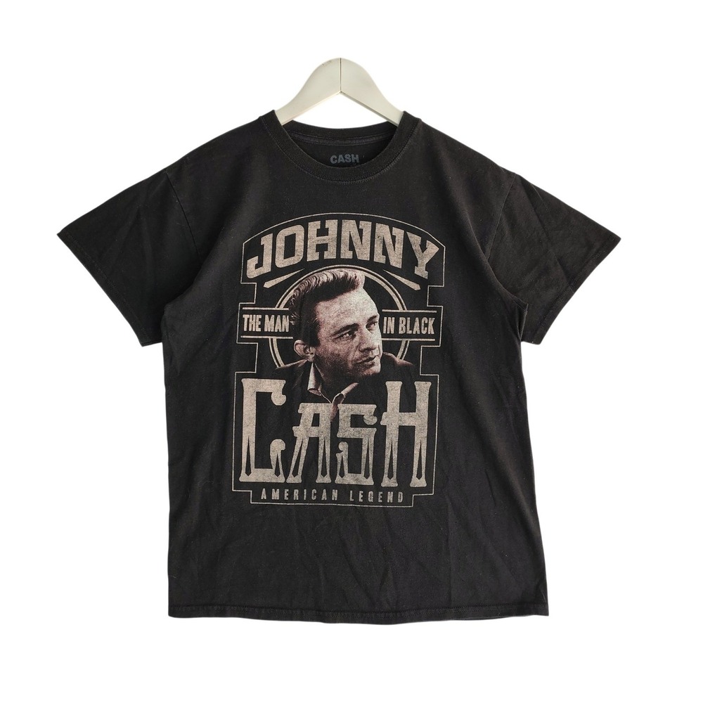 Johnny Cash Man in Black Graphic T Shirt Black Country Music Men's M